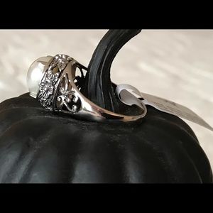 10mm cultured fresh water pearl ring set in sterling silver